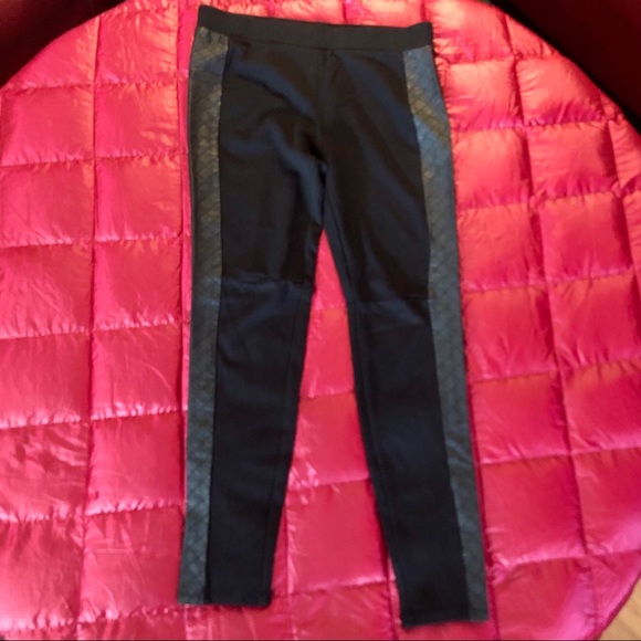 Sapphire ink Pants - Black tights with leather stripes